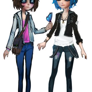 Max and Chloe drawn in the style of Identity V characters